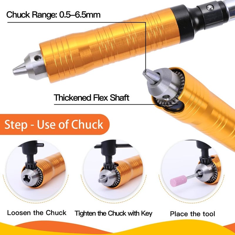 GESD 1000W 30000RPM Electric Flex Shaft Rotary Tool Foot Pedal Control Flex Shaft Hanging Grinder Carver Can Forward-Reverse Rotation, Multi-function Kit with Accessories for Carve-Buffing Diy Craft work - Image 4